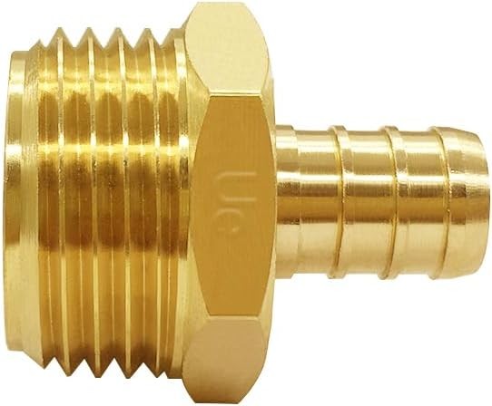 2PCS Solid Brass 3/4″ PEX Barb to GHT Male Garden Hose 3/4 Inch,