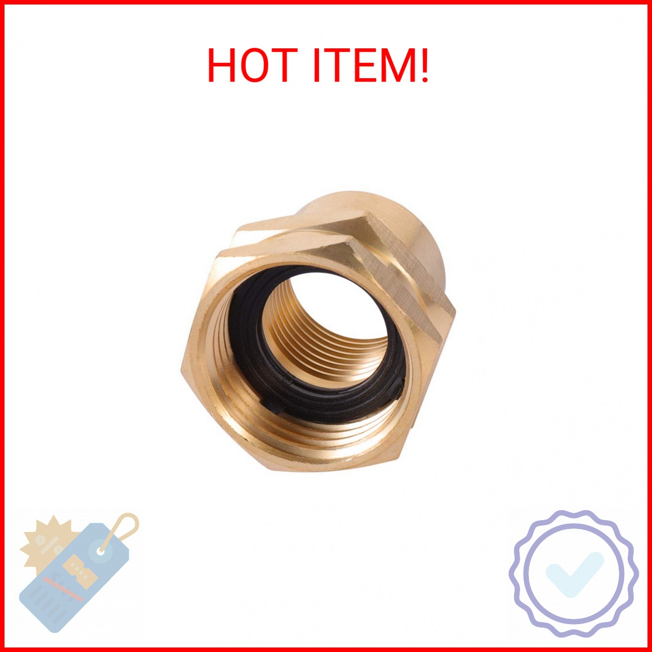 Brass Pipe to Garden Hose Fitting Connect,3/4″ GHT Female x 1/2″ NPT Female Conn