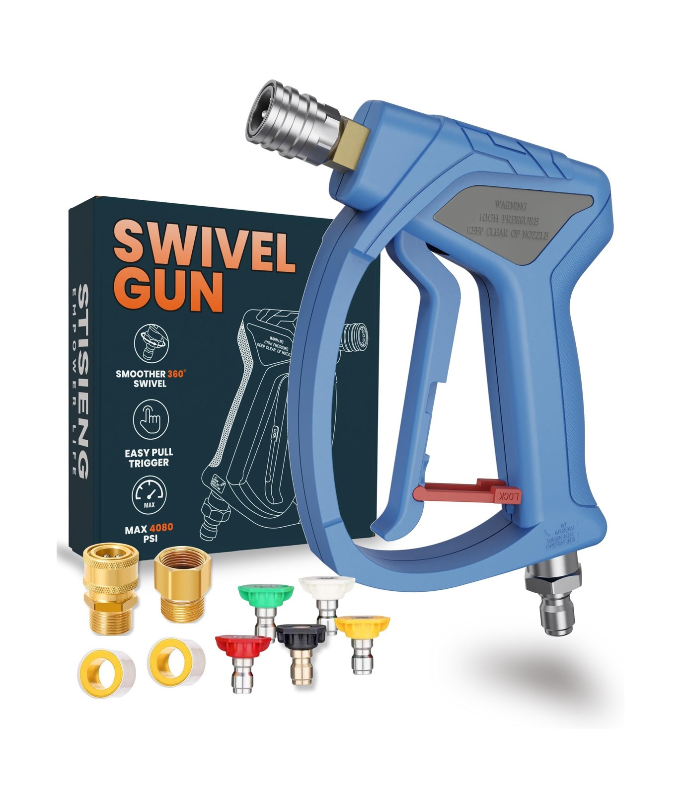 Short Pressure Washer Gun with 360° Swivel, High Pressure Stubby Po… Fast