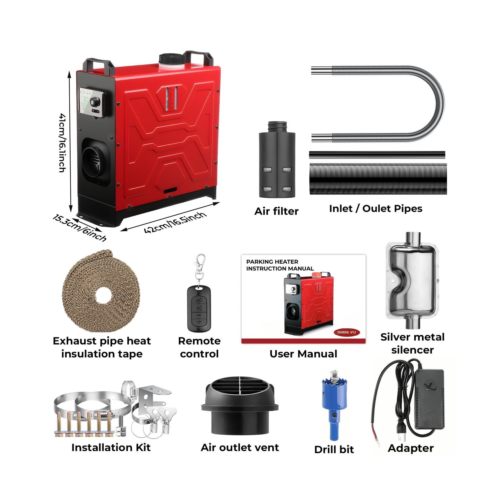 8KW Diesel Heater APP Remote Control, 12V/24V/110V Parking Air Heater, All in…