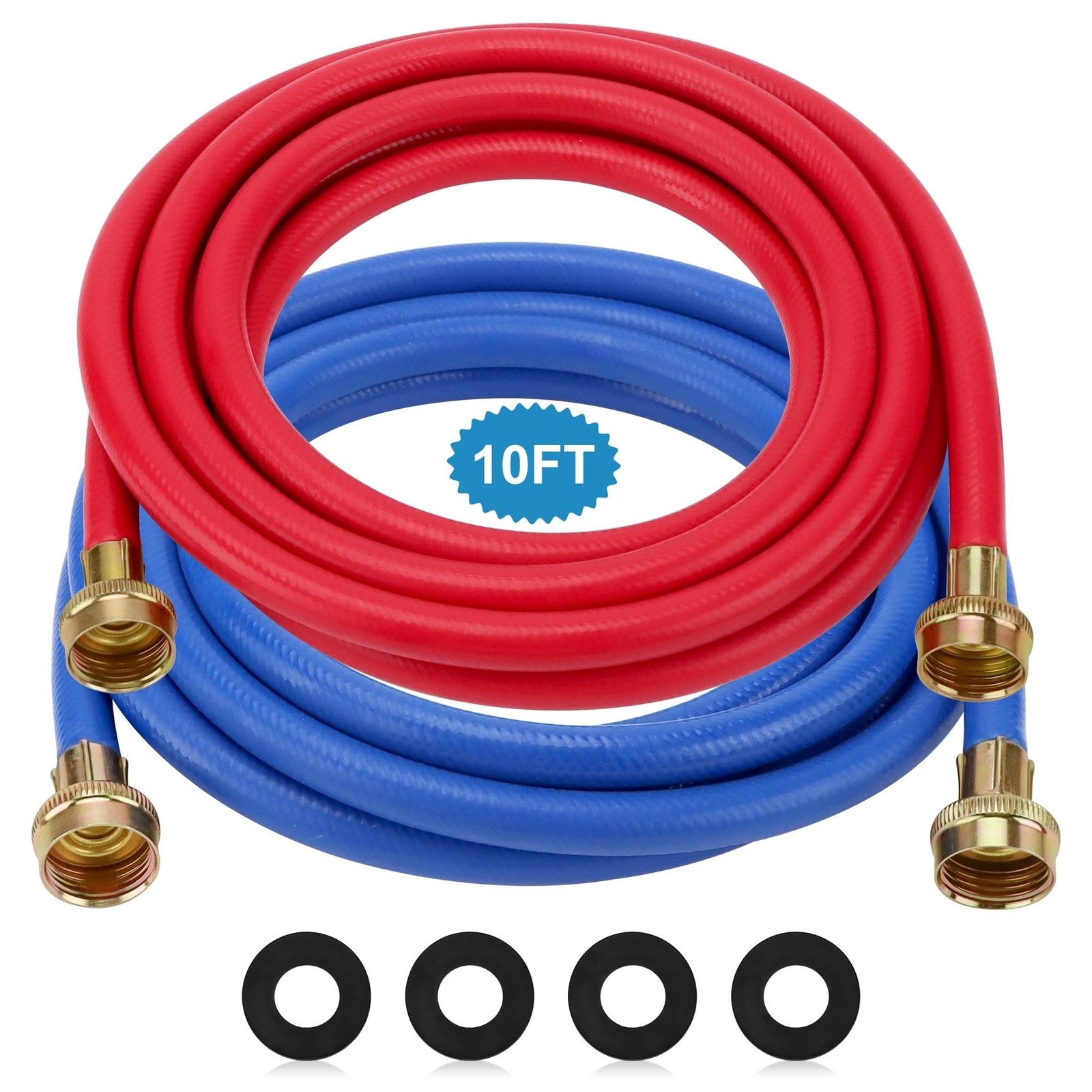 Washer Hose 10 Ft/10FT Rubber Washing Machine Hoses,Washer and Dryer Hose 3/4…