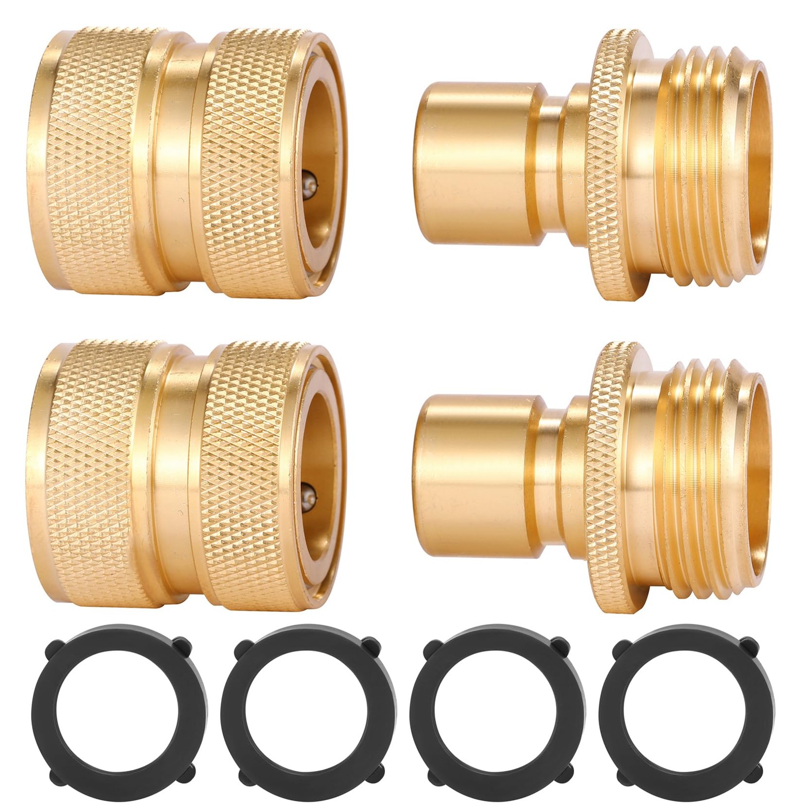 Sanpaint 3/4 Inch Brass Garden Hose Fitting Quick Connector Inch,