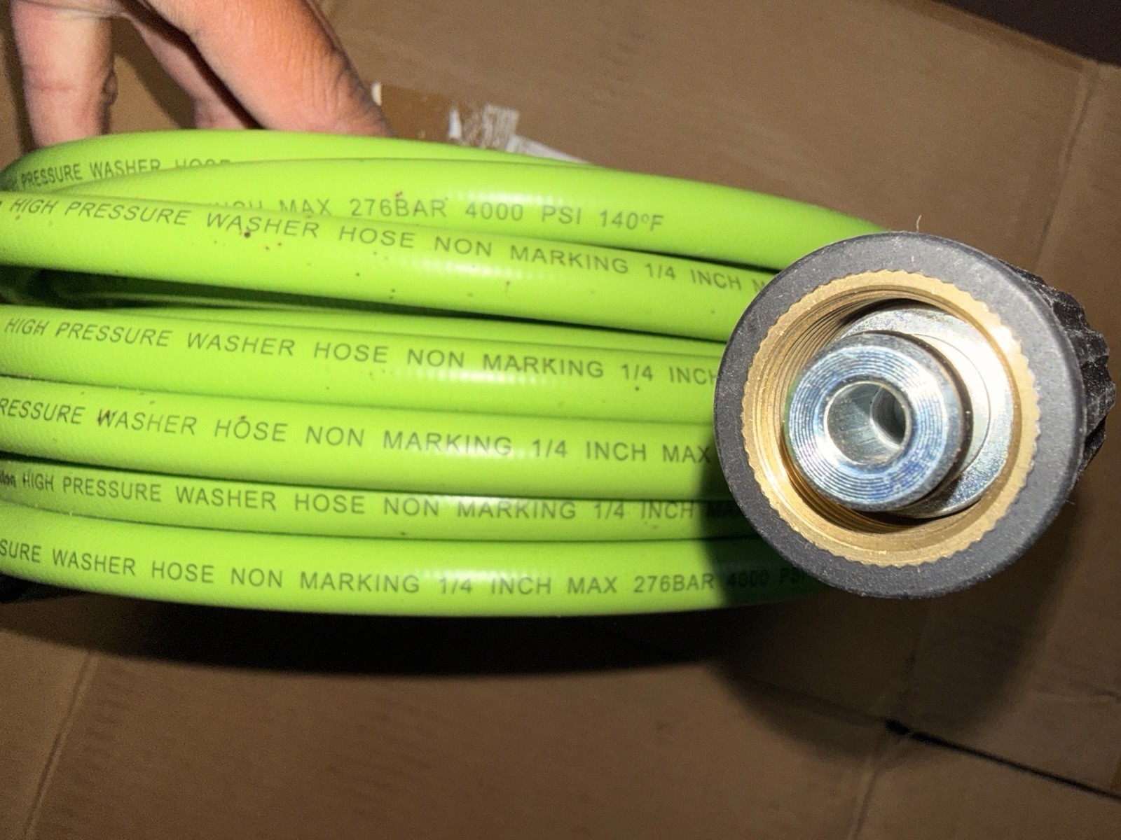 50FT 1/4” Pressure Washer Hose 4000 PSI Non-Marking Green M22 Fittings New