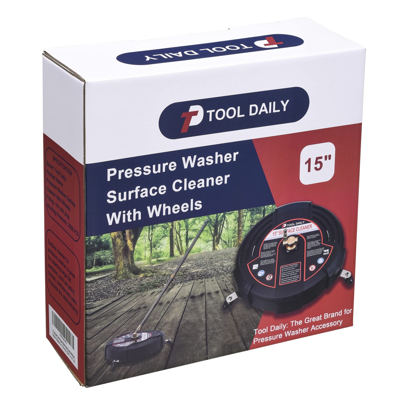 Tool Daily 15 Inch Pressure Washer Surface Cleaner with 3 15 Inch, Black