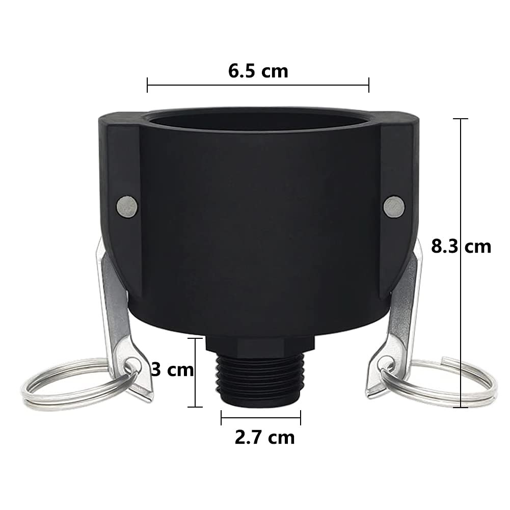 275 330 Gallon IBC Tote Tank Drain Adapter Fittings 2″ Cam Lock 2 Inch, Black