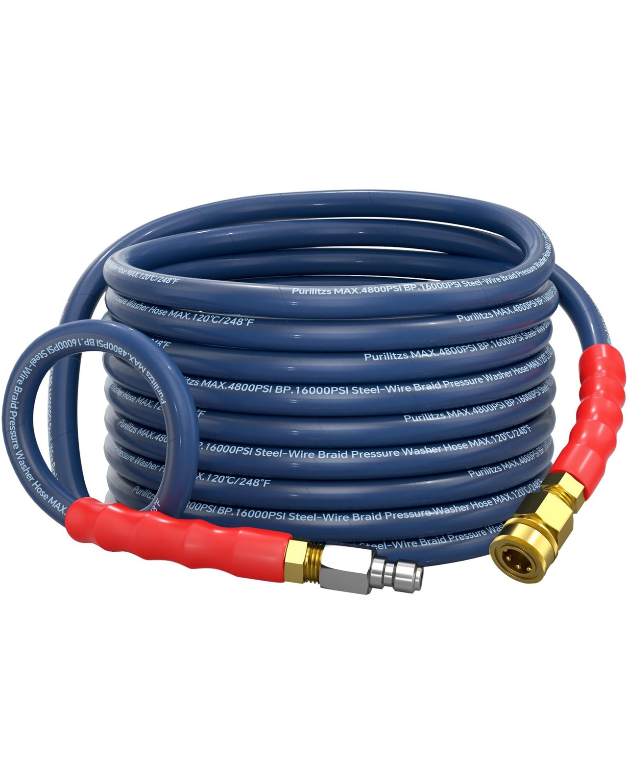 3/8” Pressure Washer Hose Non Marking 4800PSI, 25FT Upgraded 4-Layer Structu…