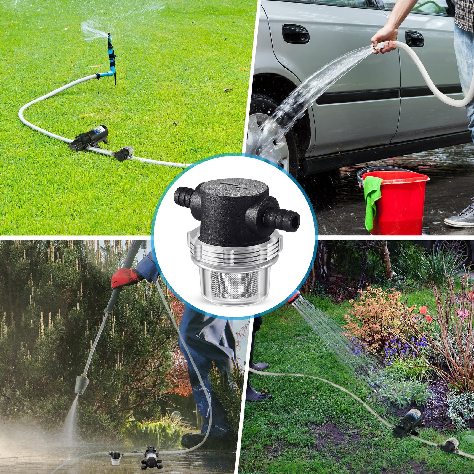 Dreyoo 1 Piece Water Pump Strainer 3/8 ID Hose Barb, Mesh Inch, Black