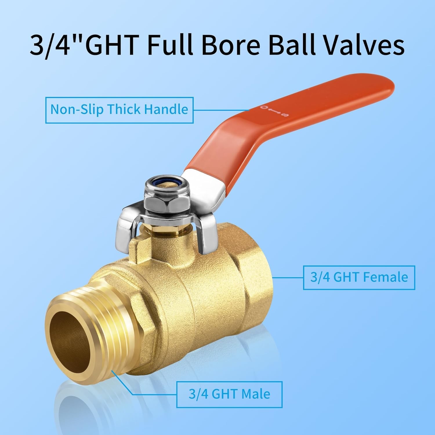Garden Hose Shut Off 3/4” GHT Female x Male, Brass