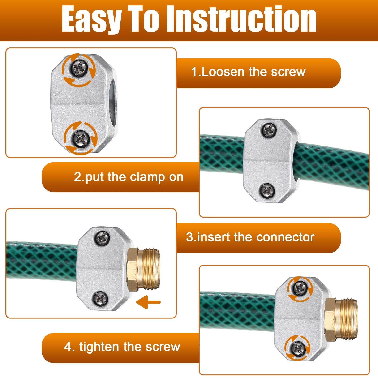 16-Set Garden Hose Repair Connector Kit 5/8″ & 3/4″ Zinc Aluminum Male Female En