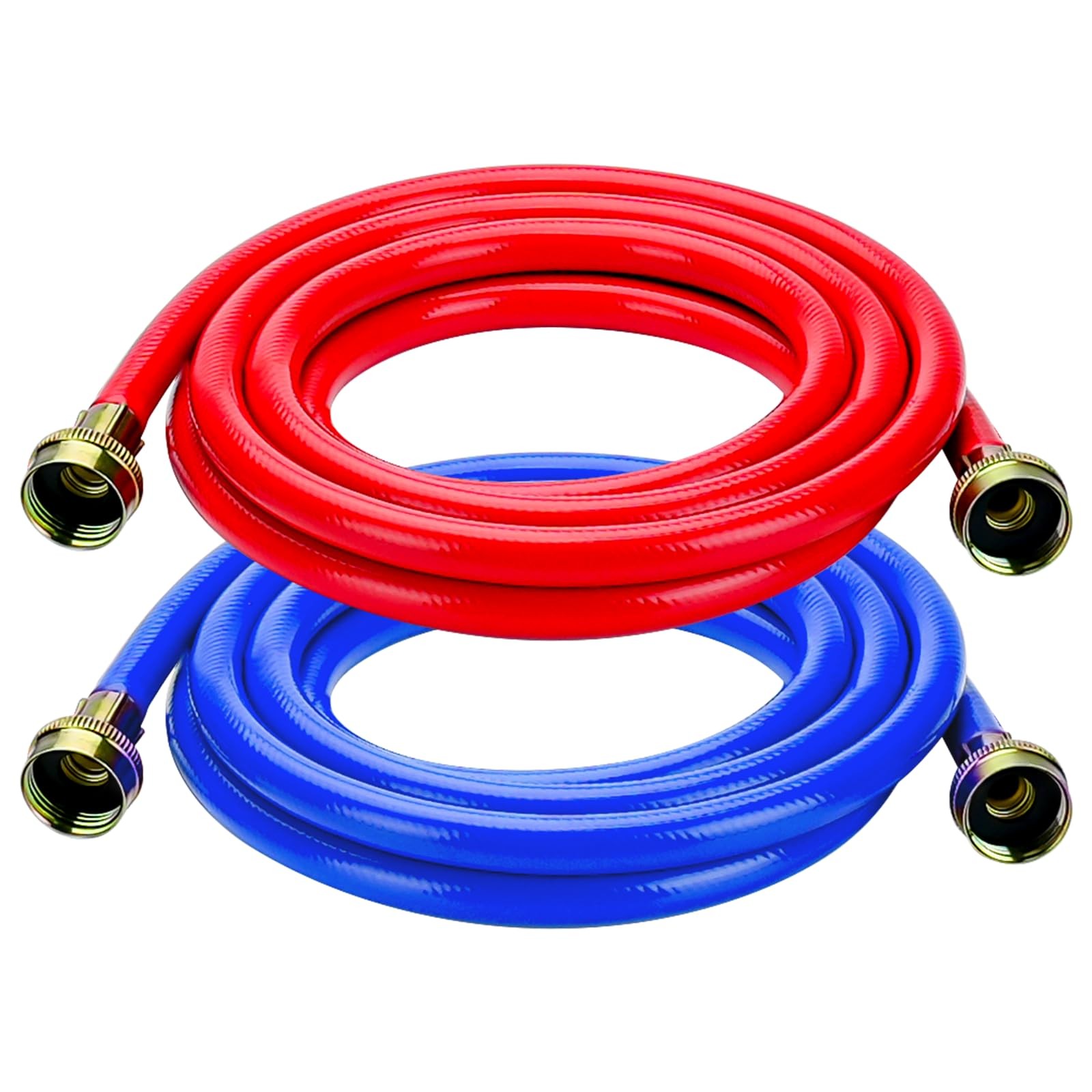 10FT Rubber Washing Machine Hoses Burst Proof 2 Pack 10FT-Rubber, Red, Blue