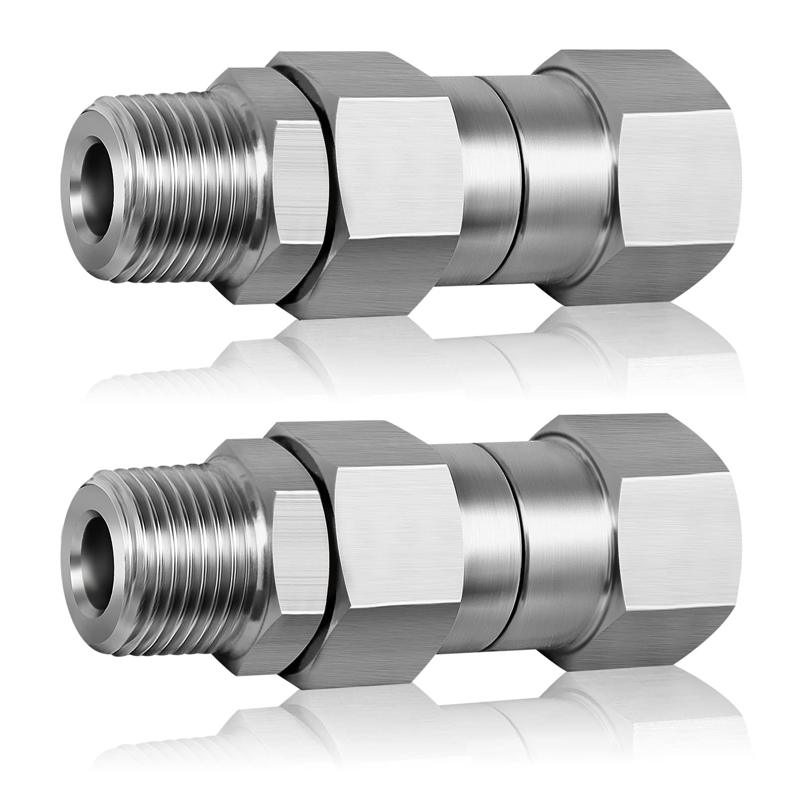 3/8 NPT Pressure Washer Swivel Male to Female-2Pcs, Silver