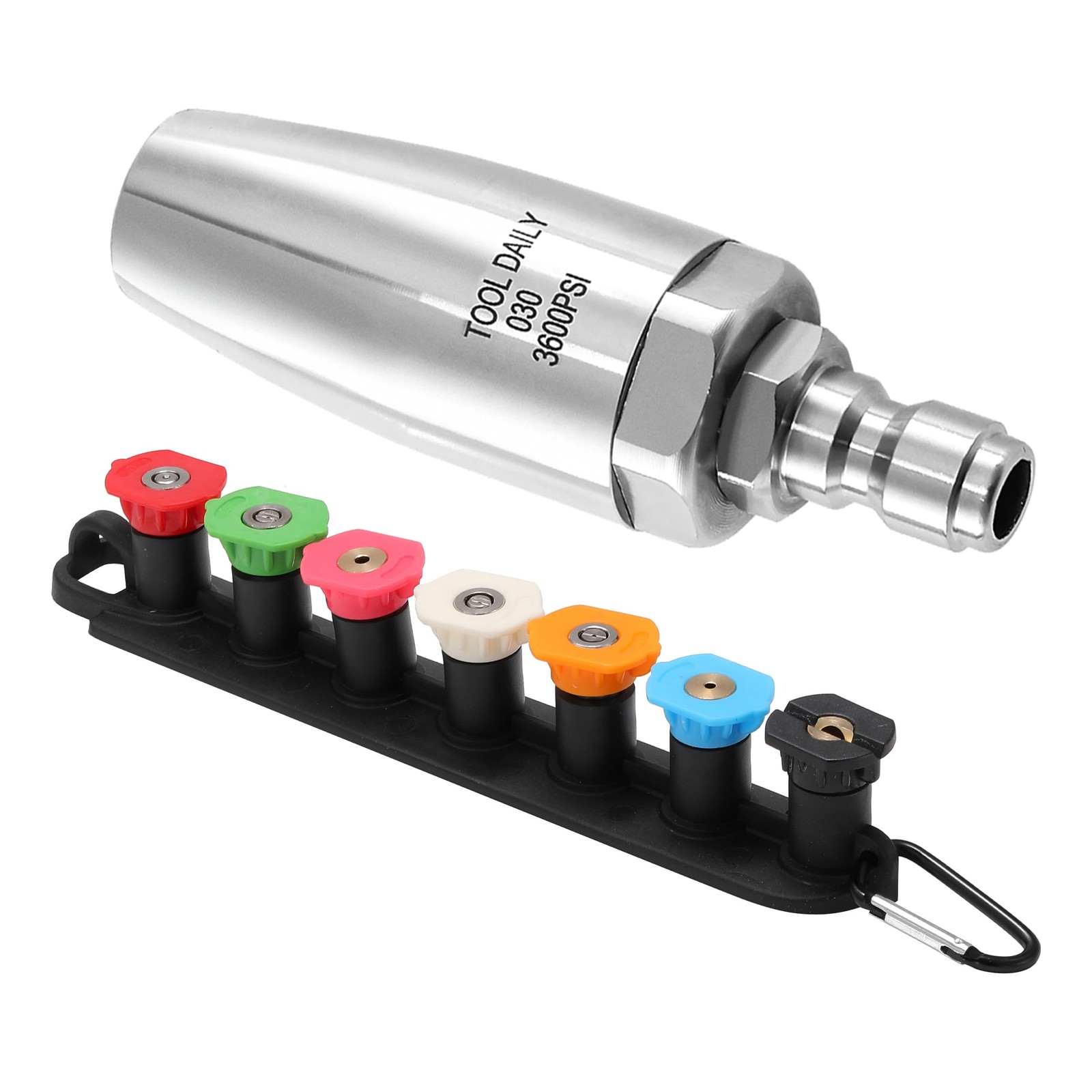 Tool Daily Turbo Nozzle Pressure Washer, Stainless Steel 360° 3.0, Silver