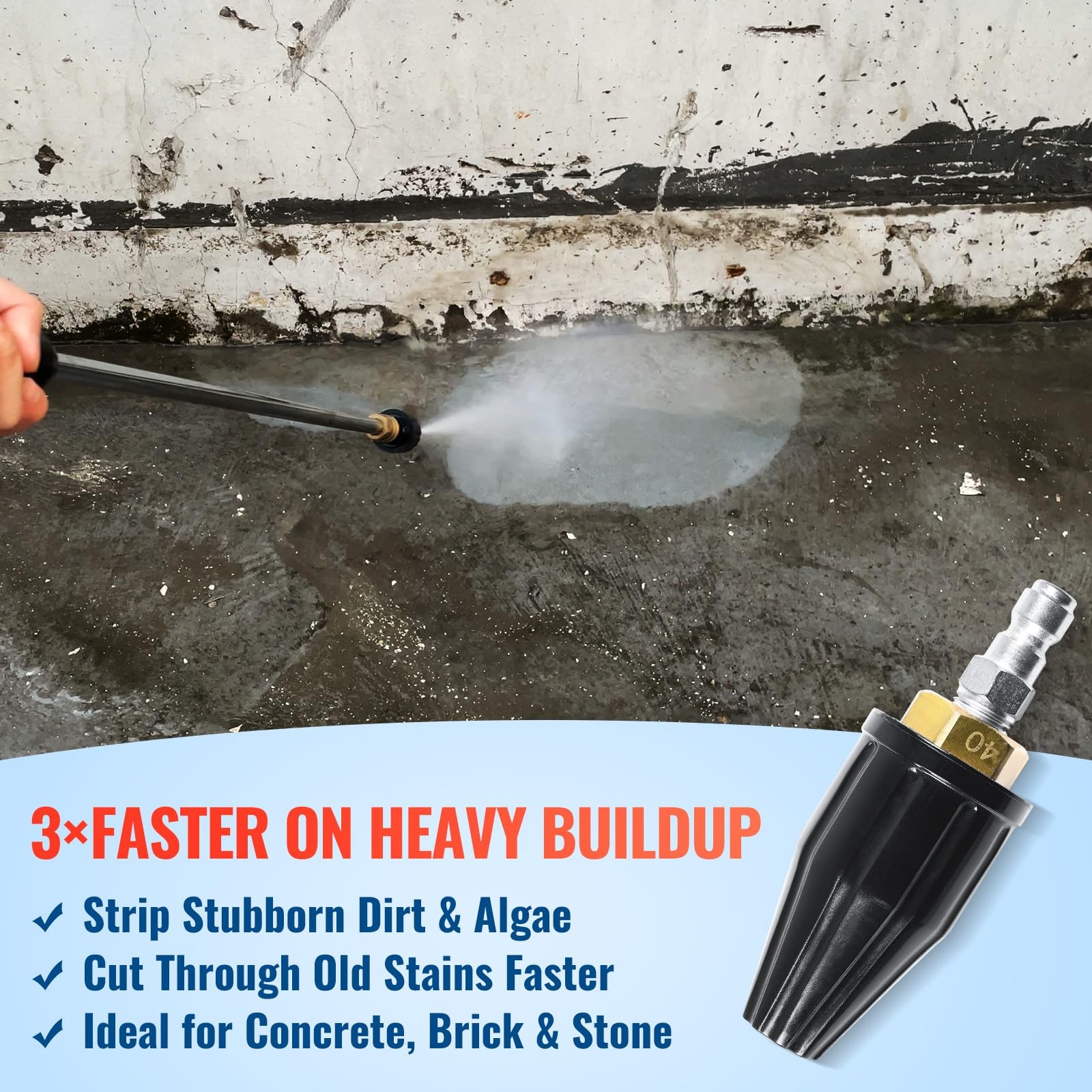 YAMATIC Pressure Washer Tips Turbo Nozzle Rated 3600 PSI Nozzle, black