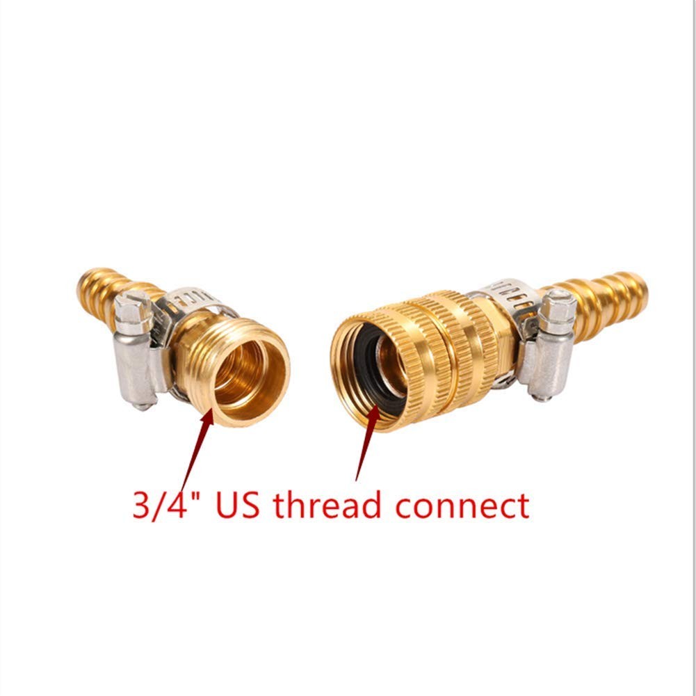 Maofa Metal Garden Hose Repair Connector End Male Female 2UNFM, Gold