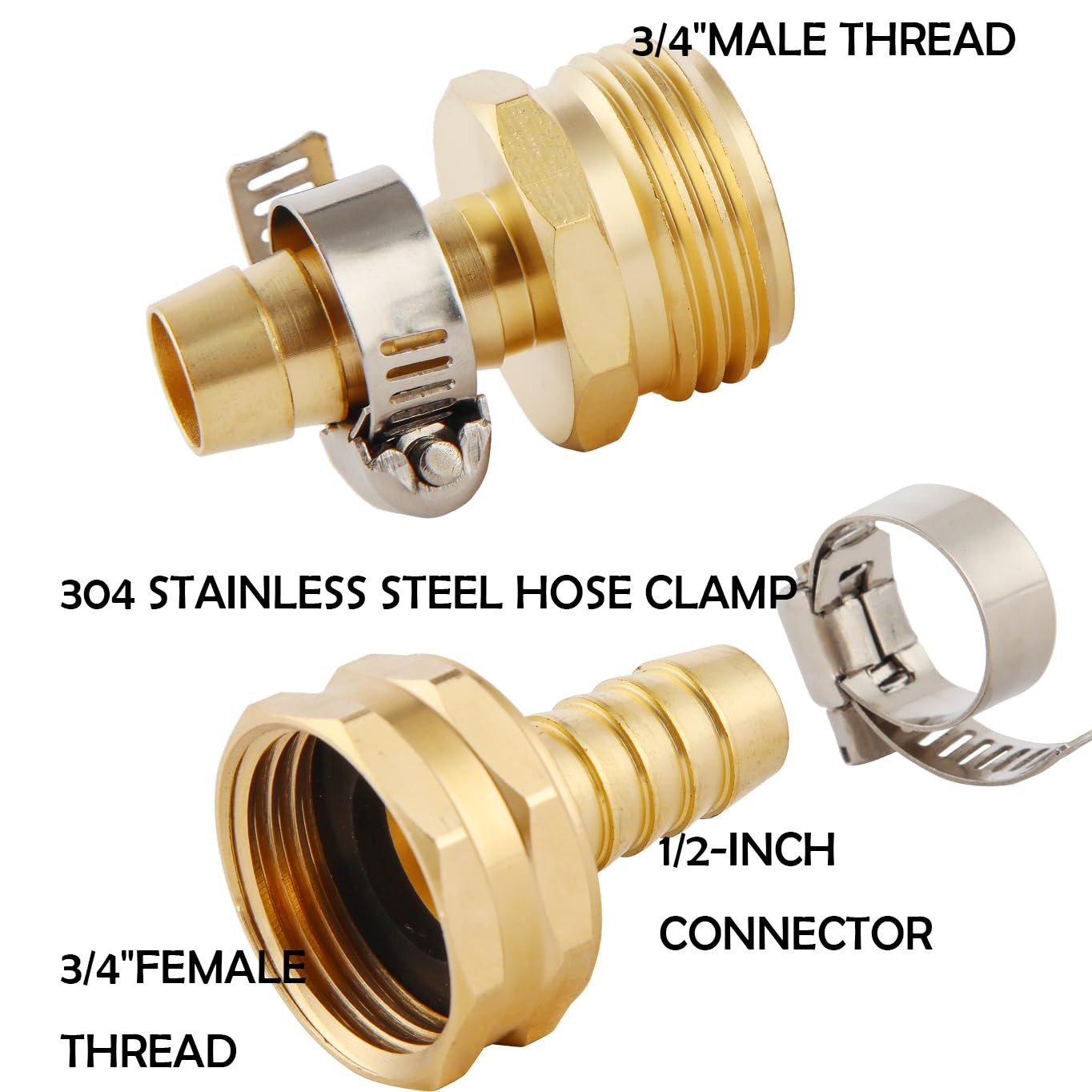 BILAL 2 Set Brass Garden Hose Repair Connector Kit 2 Set, Fit for 1/2″ hose