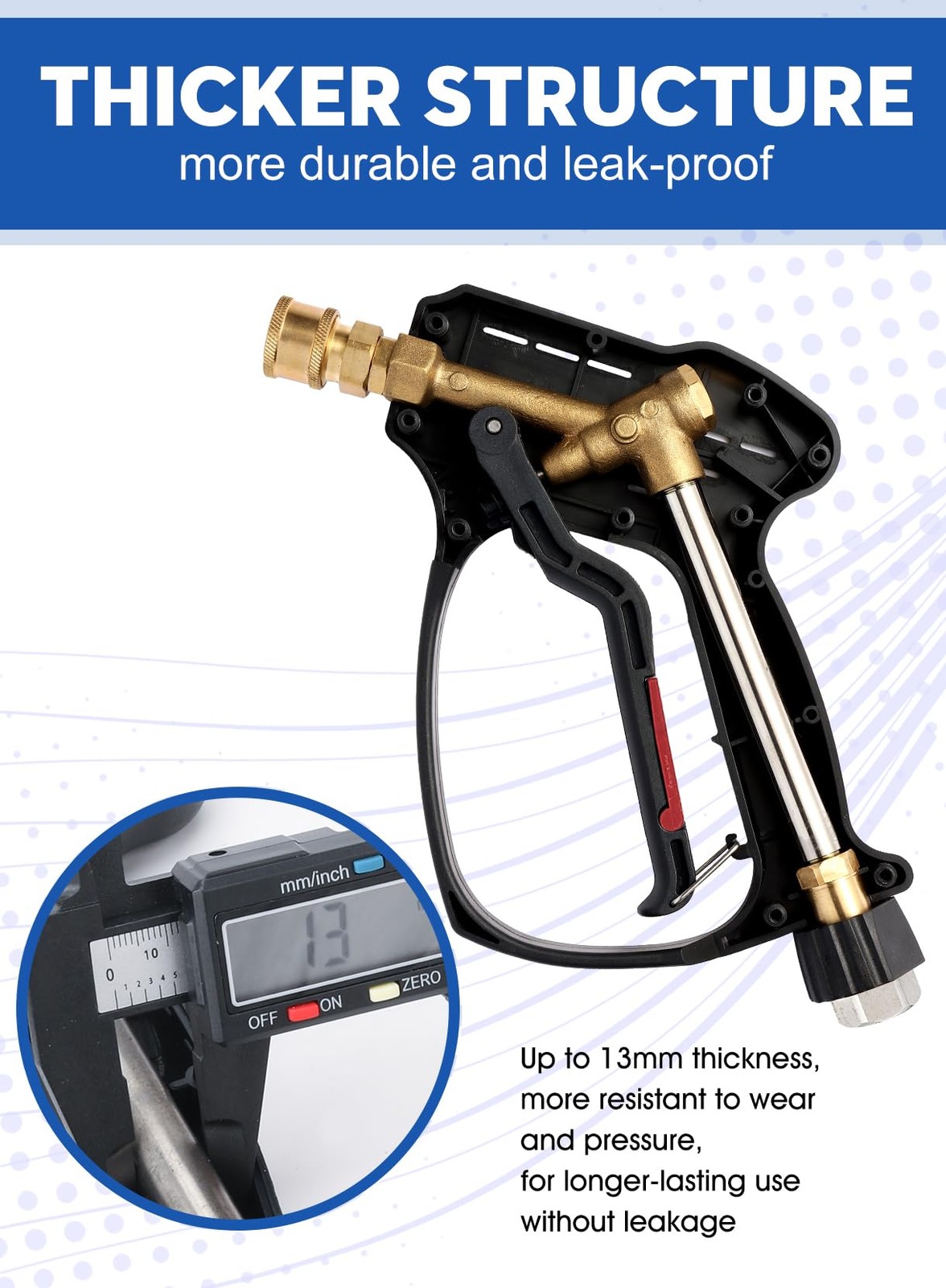 Short Pressure Washer Gun, 5000 PSI Max Swivel High Black