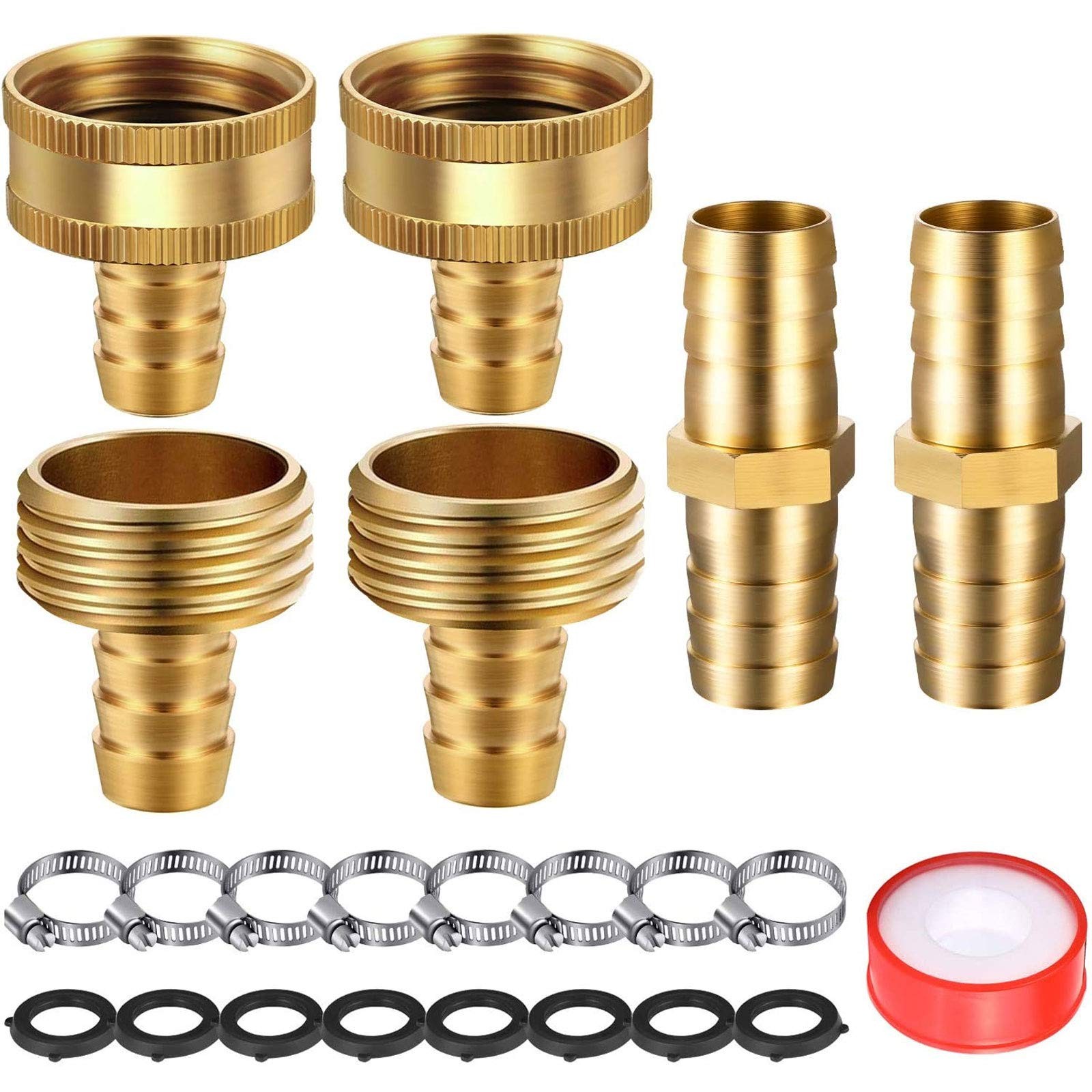 Hotop 4 Set 1/2 Inch Garden Hose Repair Connector Kit Hoses Inch, Gold
