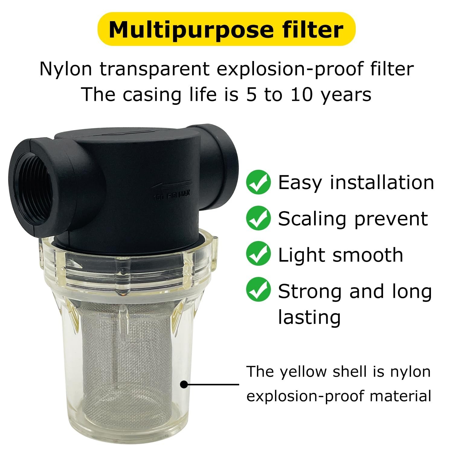 3/4″ Female NPT in-Line Strainer with 40 mesh Stainless Steel Filter Screen