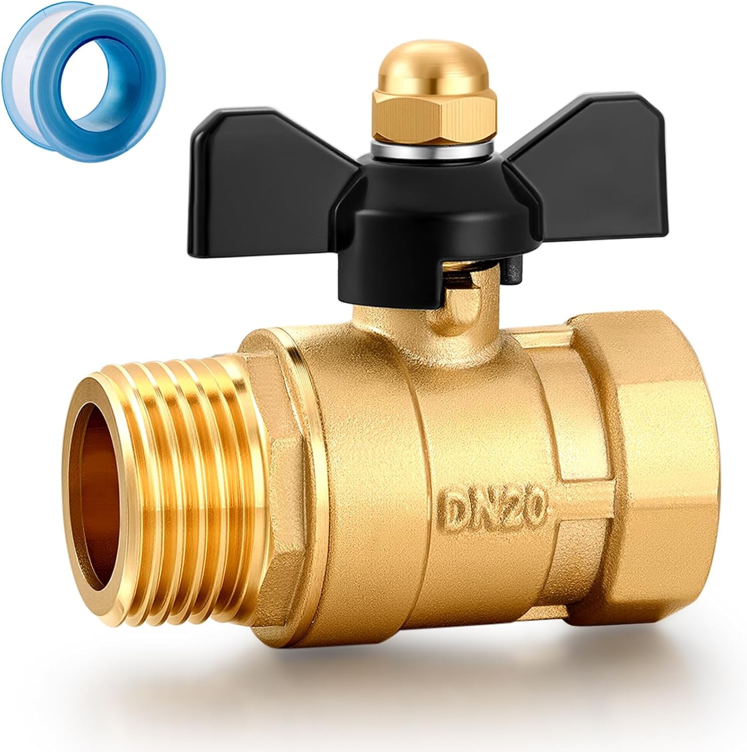 Garden Hose Brass Shut Off Valve Full Flow, No Butterfly Handle