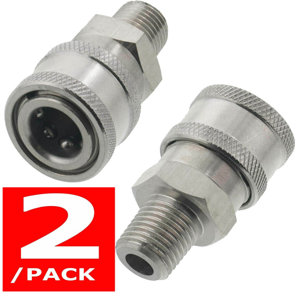 2pcs Stainless Steel Pressure Washer 1/4″ NPT Male Quick Connect Socket Coupler