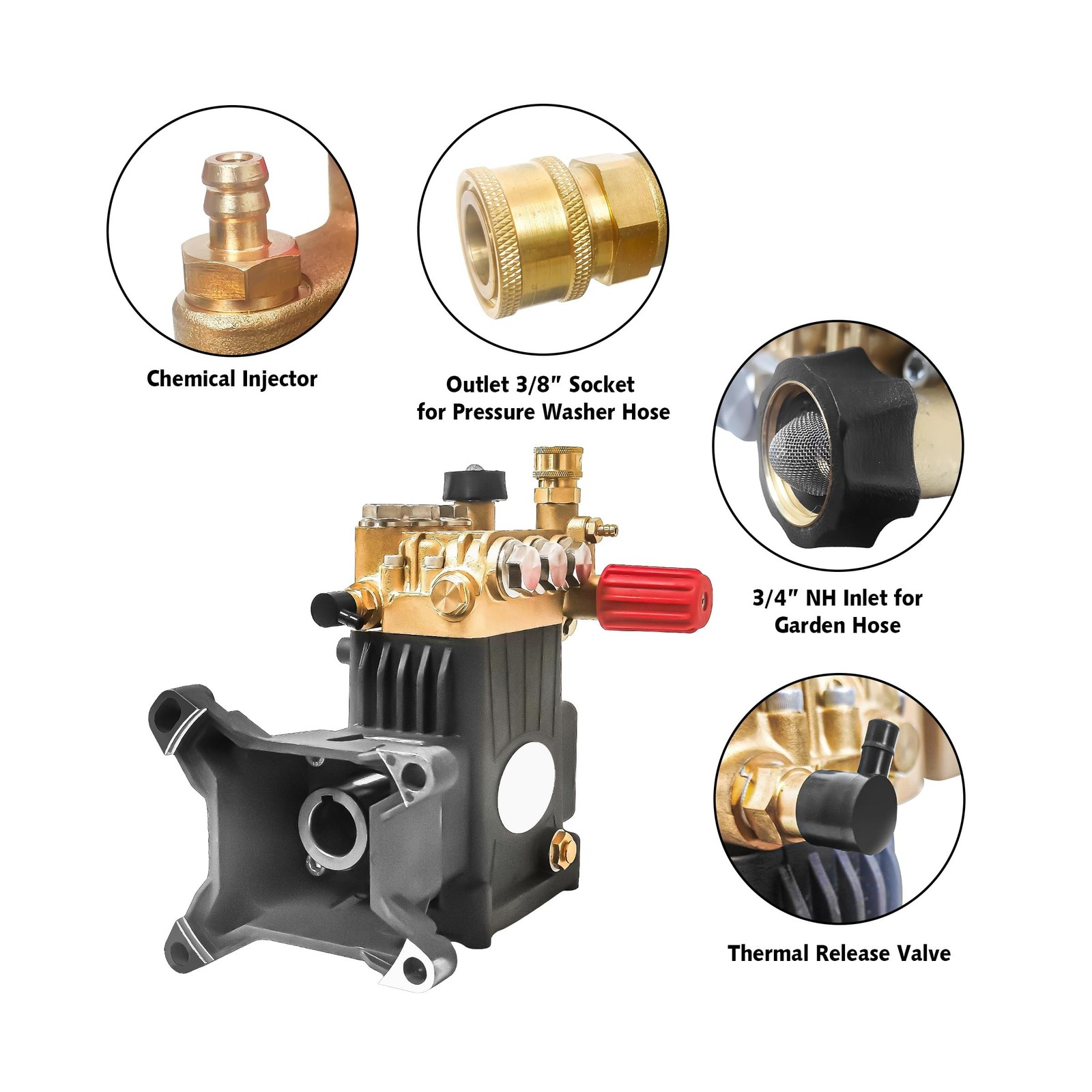 Horizontal Triplex Pressure Washer Pump1 Shaft Max 4400 PSI 4.0 GPM, Triplex …