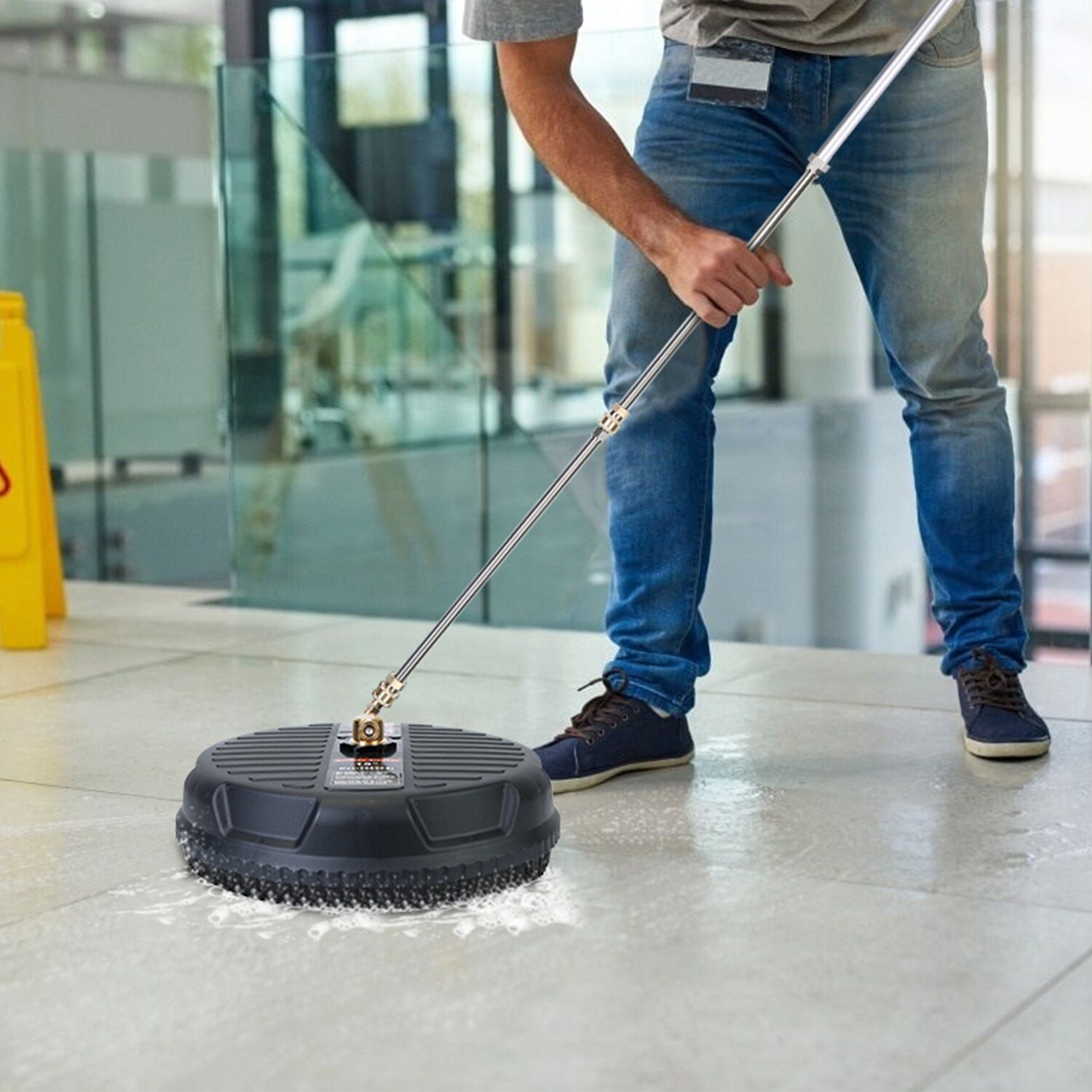 3600PSI 15″ Pressure Washer Surface Cleaner w/ 2 Extension Wand & Quick Connect