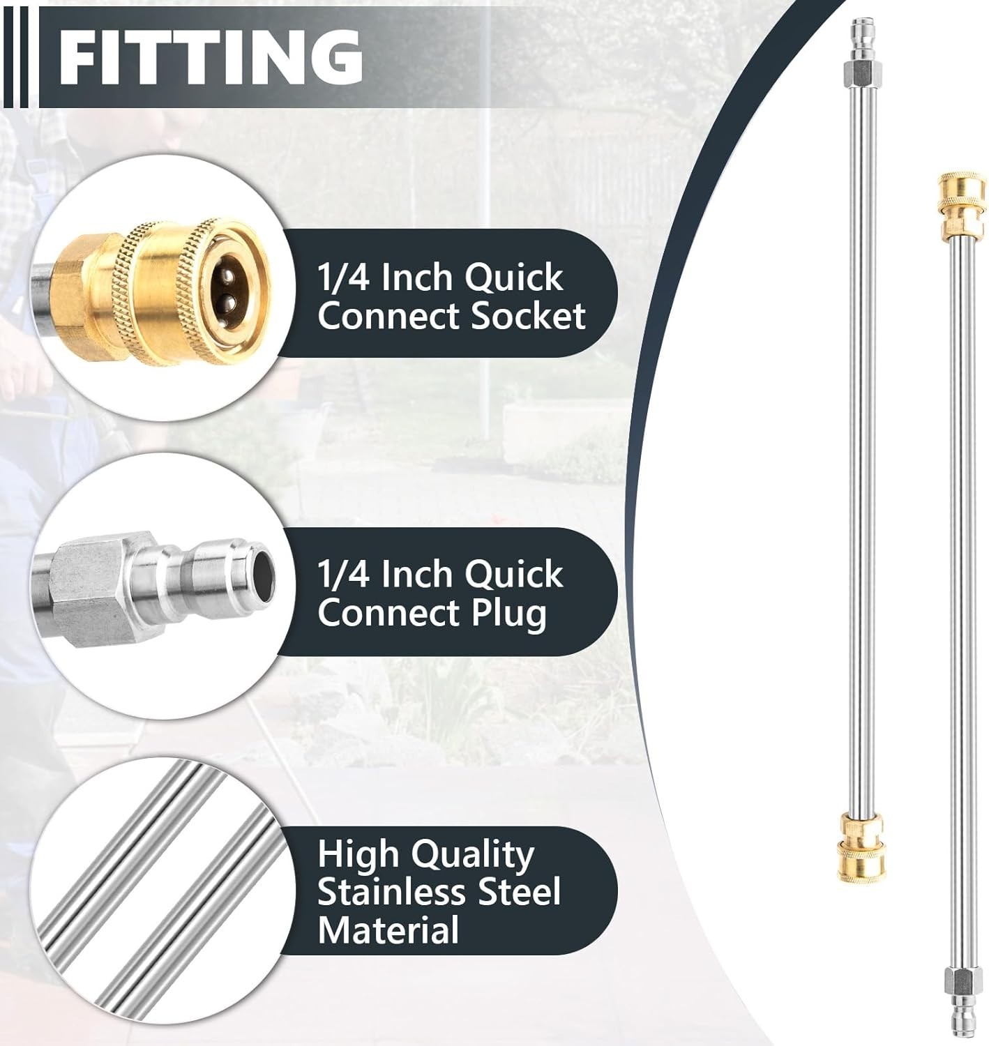 Pressure Washer Extension Wand, 2 Pack 17 Inch 17 inches, silver, yellow