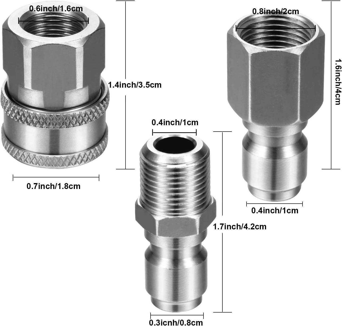 Hotop NPT 3/8 Inch Stainless Steel Male and Female Quick Connector