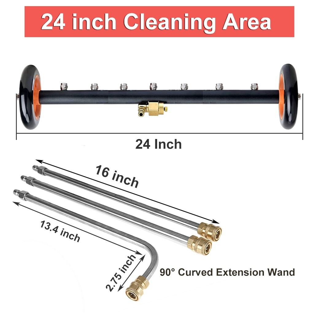 24″ Pressure Power Washer Surface Cleaner Undercarriage Water Broom 4000PSI