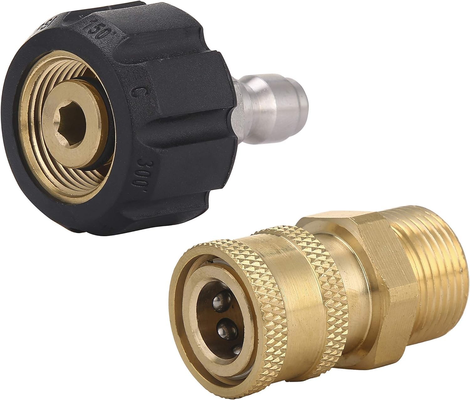 M22 14mm to 1/4 Inch Quick Connect Pressure Washer Adapter Set Brass