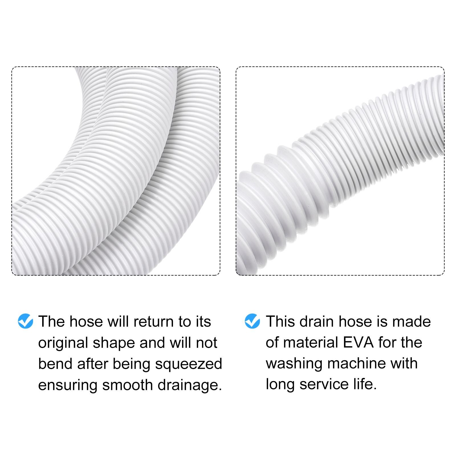 Washing Machine Drain Hose 0.8m 2.62ft White with 3 Clamps