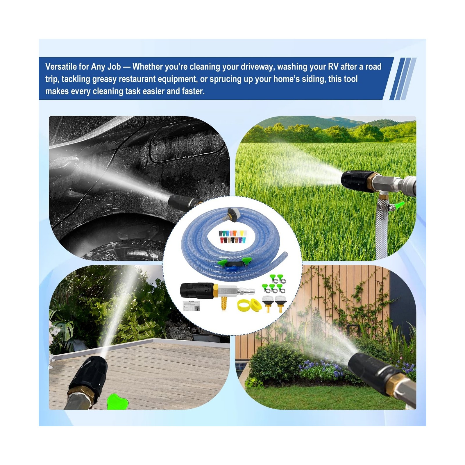 Adjustable Long Range Nozzle for Pressure Washer, Downstream Injection Spray …
