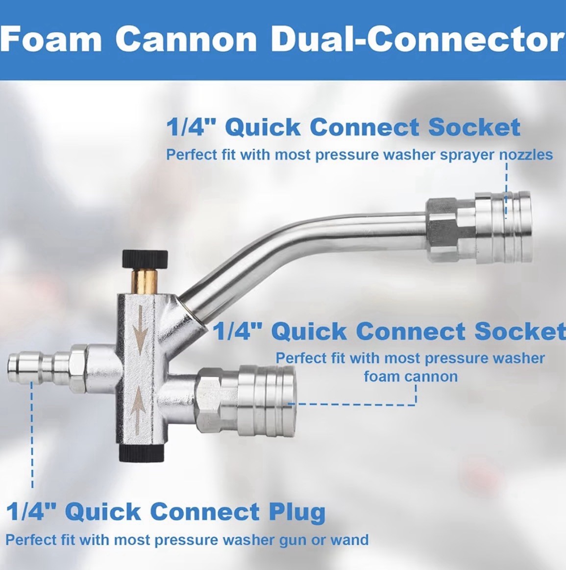 DUSICHIN Short Wand Pressure Washer Gun Foam Cannon 1/4″ Quick Connector Pres…