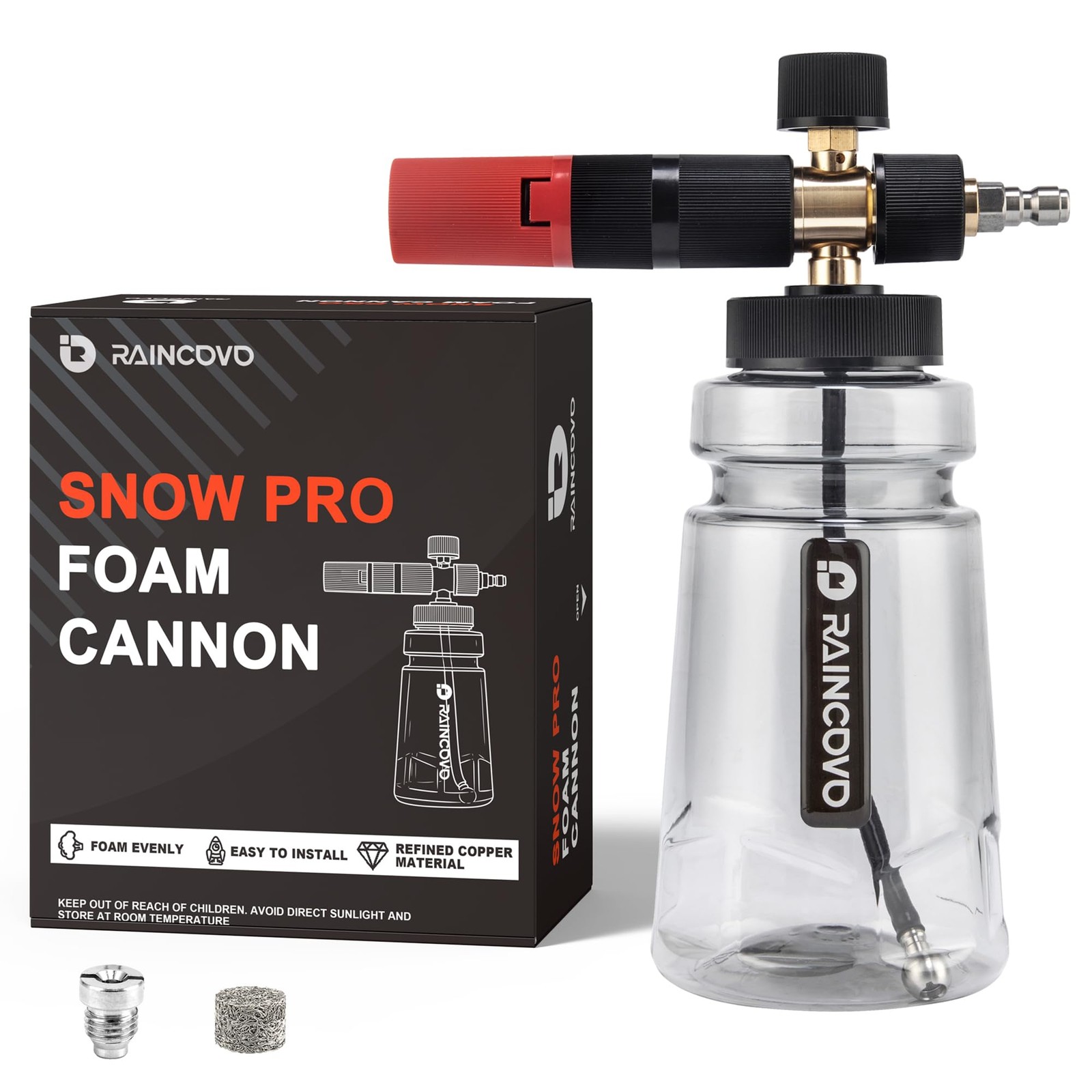 Raincovo Foam Cannon Wide Mouth for Pressure 254.1 cubic inches, Black Clear