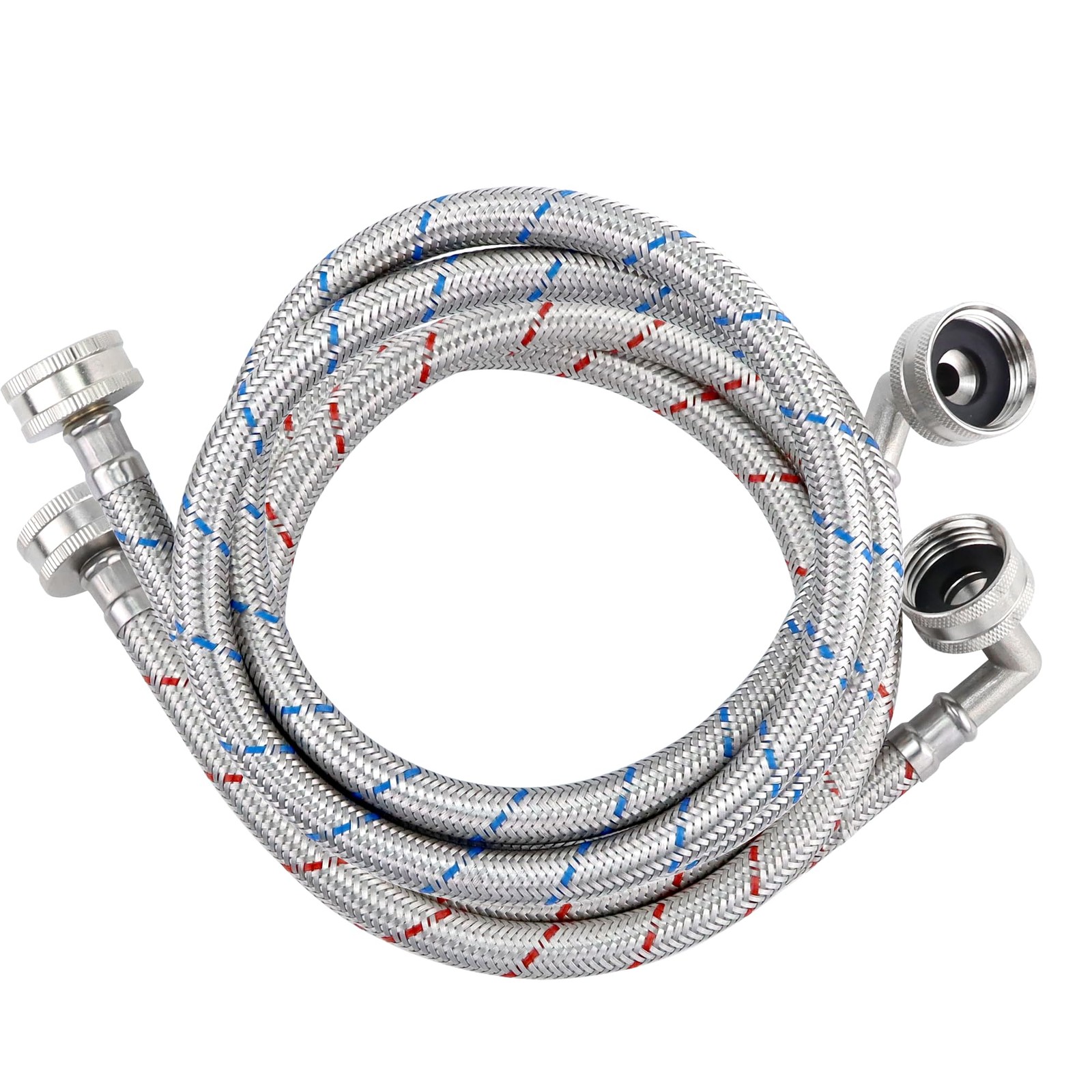4ft Stainless Steel Washing Machine Hose with 90 4foot-Elbow, Reddish blue