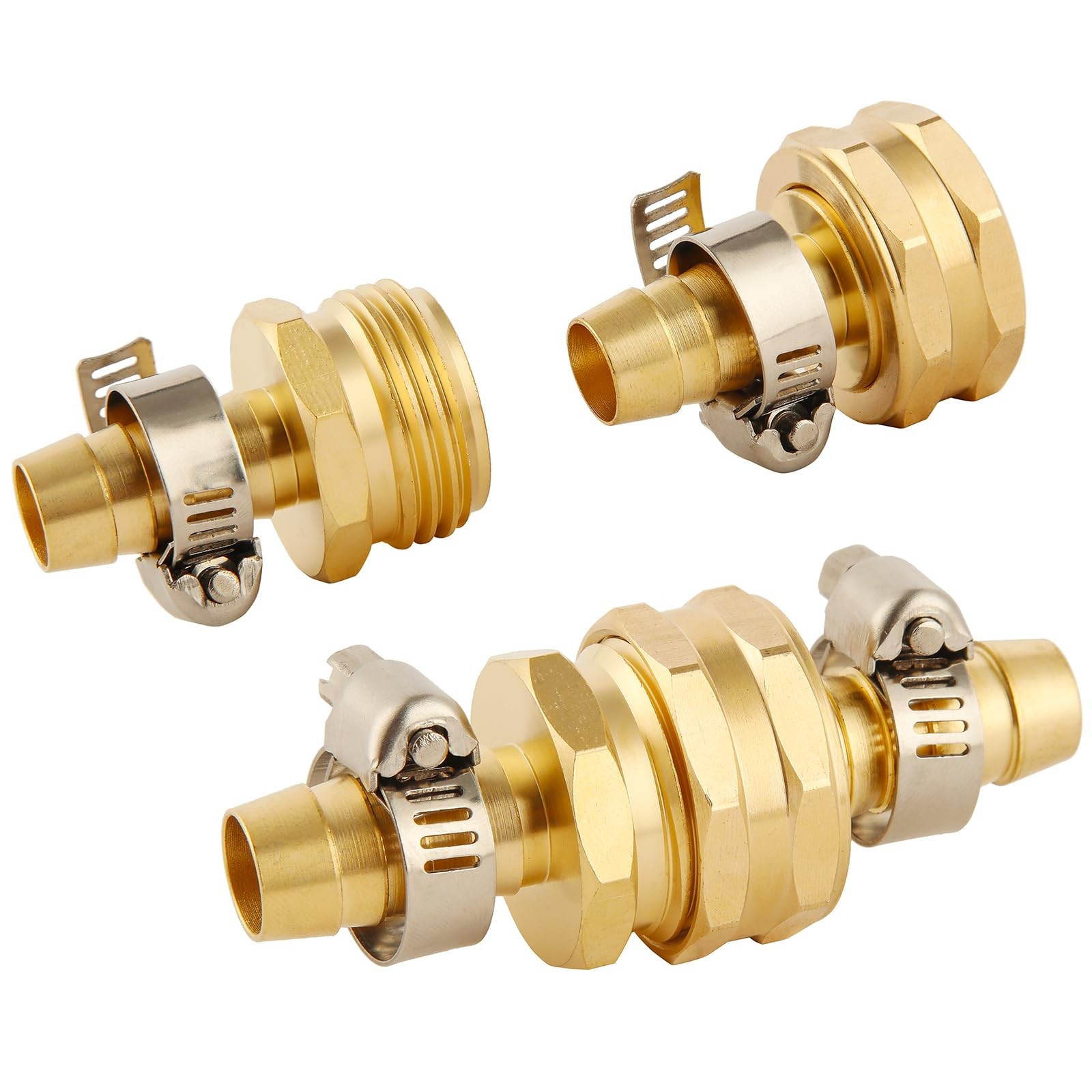 BILAL 2 Set Brass Garden Hose Repair Connector Kit 2 Set, Fit for 1/2″ hose