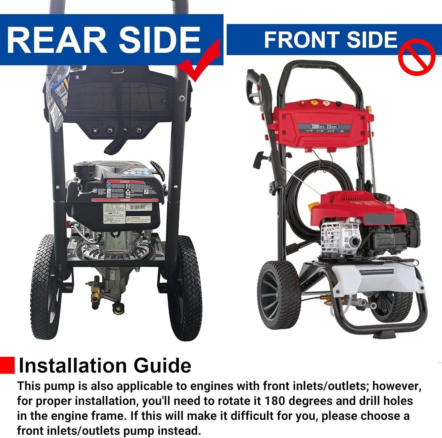 Pressure Washer Pump Fit Most Engines with 6.5-7 HP, Rear Facing Inlet/Outlet