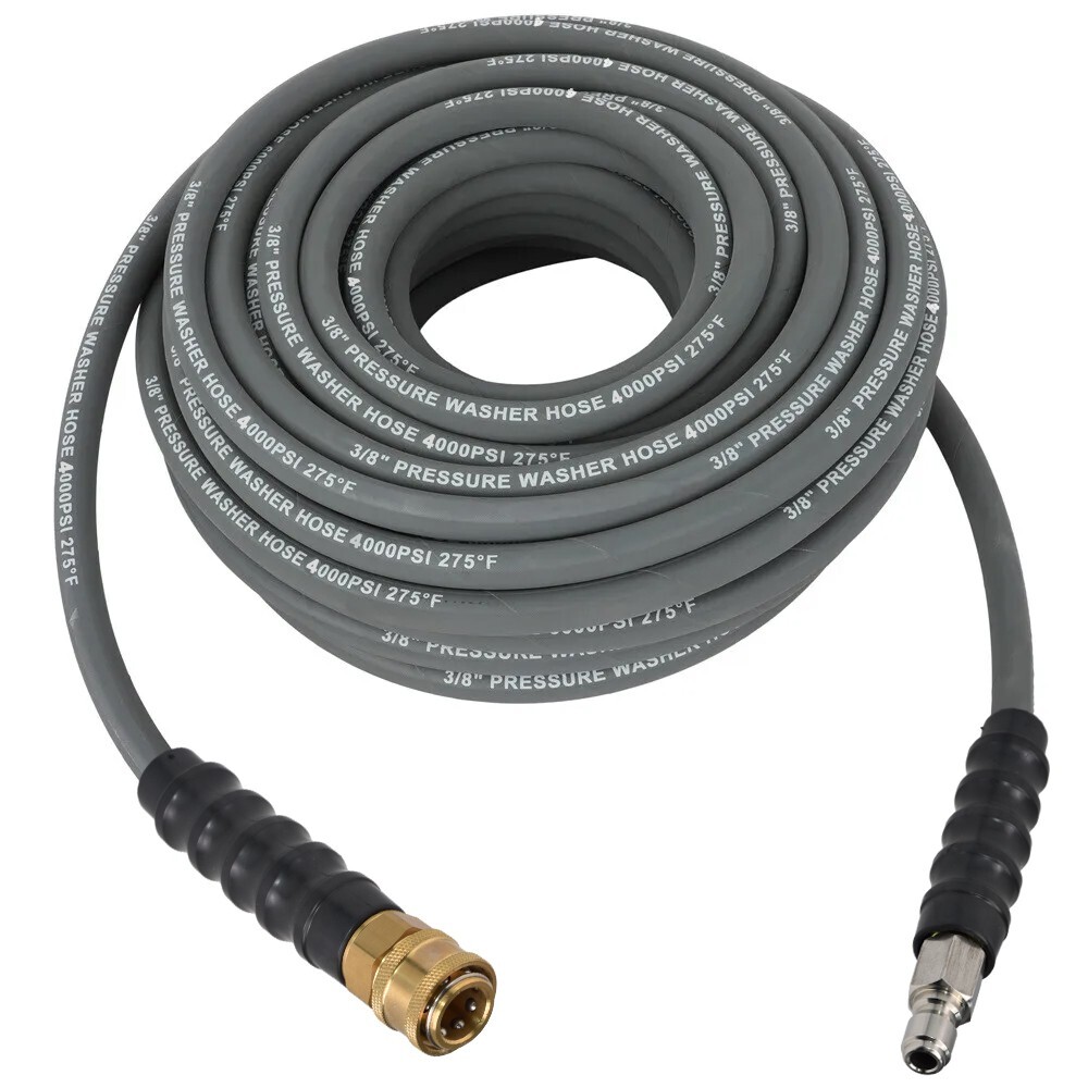 100′ Pressure Washer Hose Non-Marking – 4000 PSI 100 ft. Length Gray W/ Coupler
