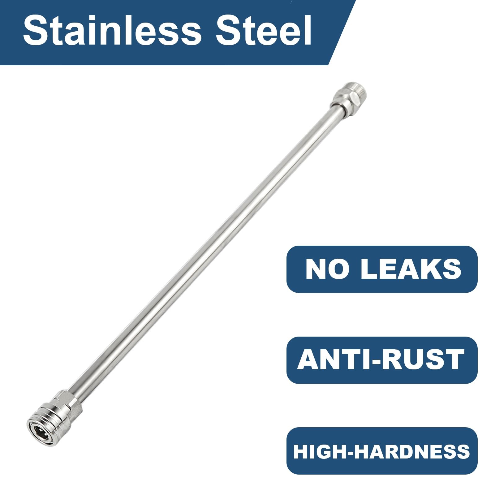Raincovo Pressure Washer Extension Wand, Stainless Steel 17 Inch, Silvery