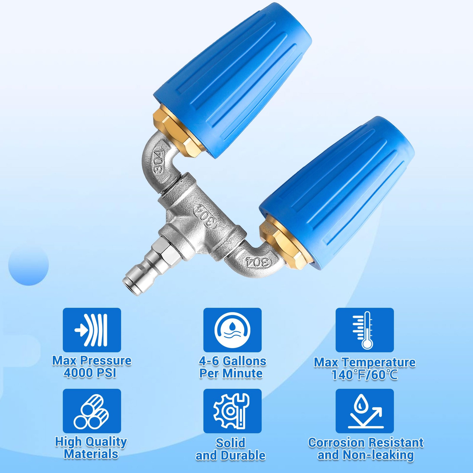 EZALOR Dual Turbo Nozzle Pressure Washer, 360°Rotating 1/4 inch