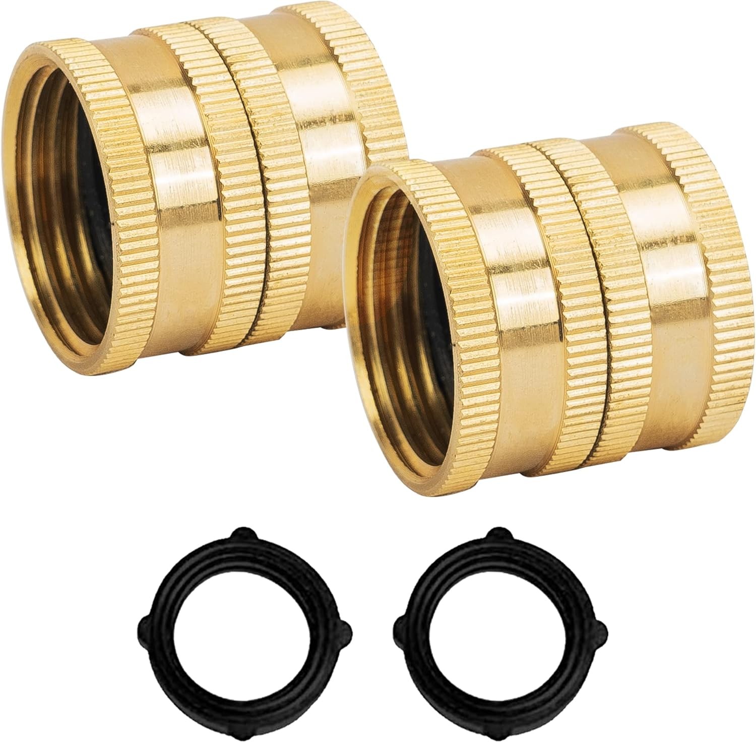 Hourleey Garden Hose Adapter, 3/4 Inch Solid Brass Female to Female,