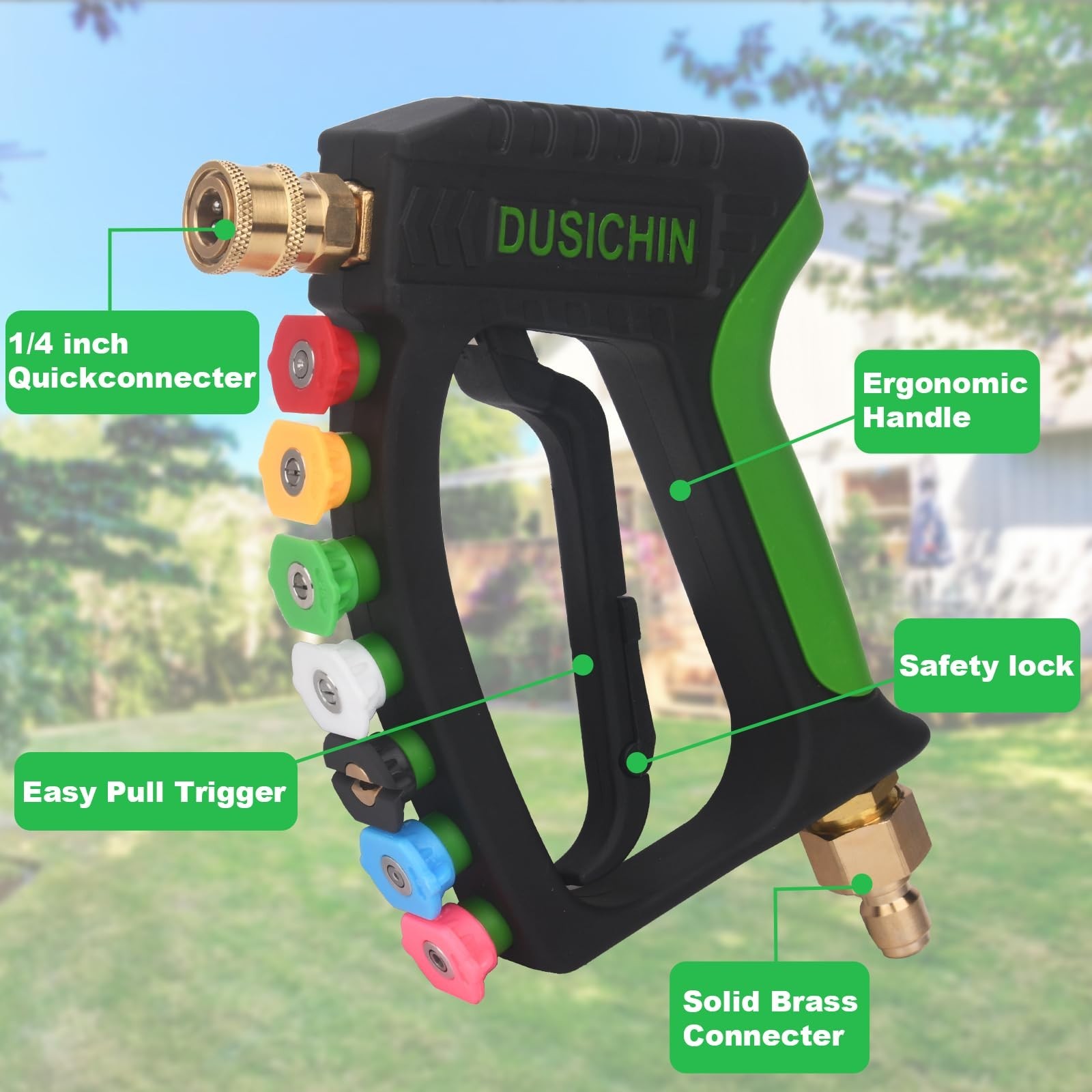 DUSICHIN Short Pressure Washer Gun 4000 PSI High Pressure Water Handle 1/4”