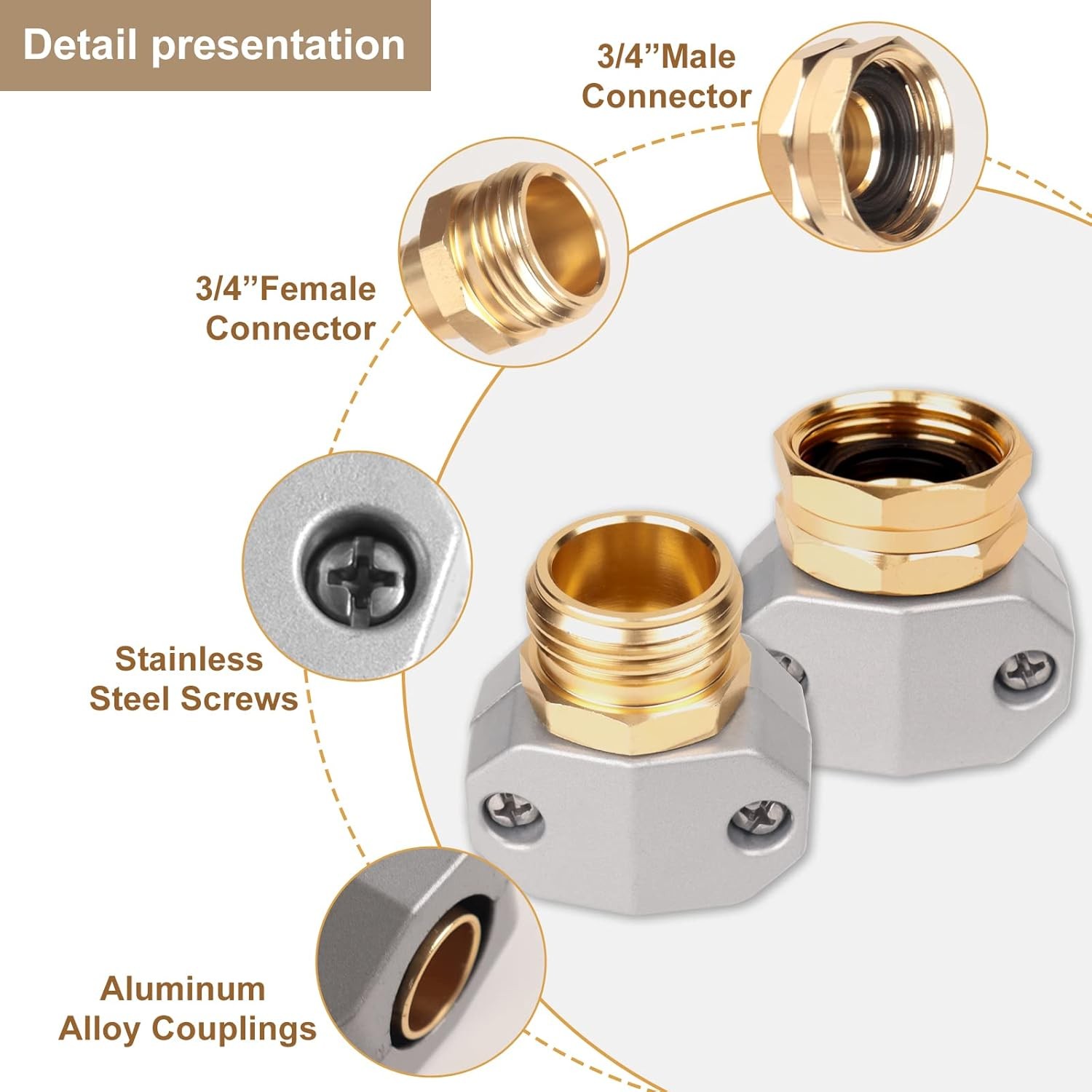 Hose repair kit,（3 Sets）garden hose Fittings Aluminum Gold Silver Red
