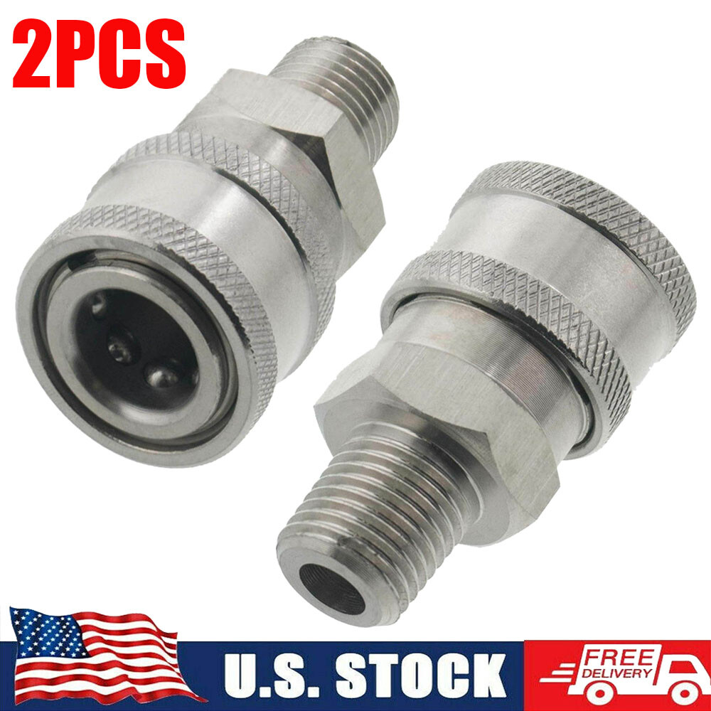 2x Stainless Steel Pressure Washer 1/4″ NPT Male Quick Connect Socket Coupler US