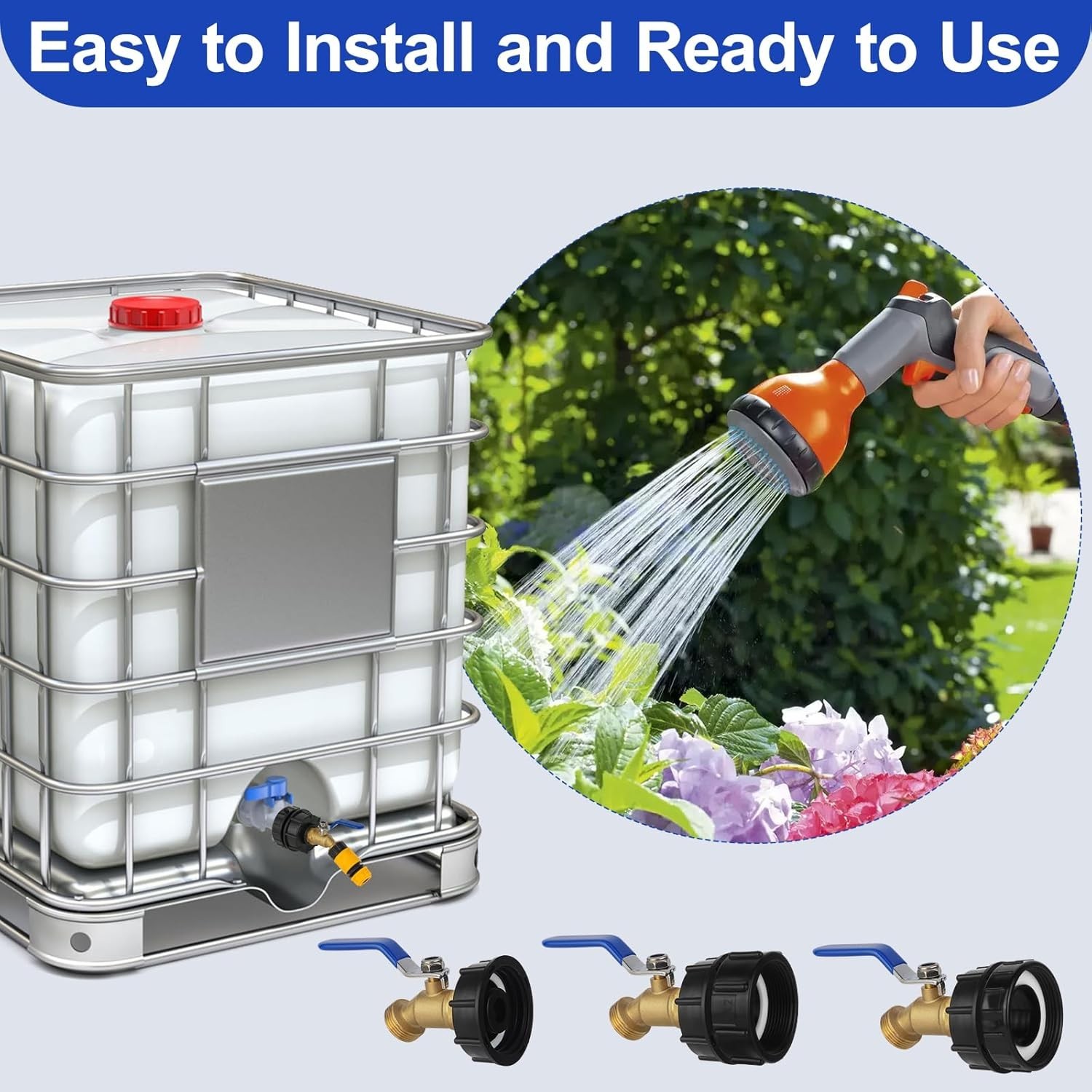 IBC Tote Hose Adapter 275-330 Gallon Water Tank High Flow Valve