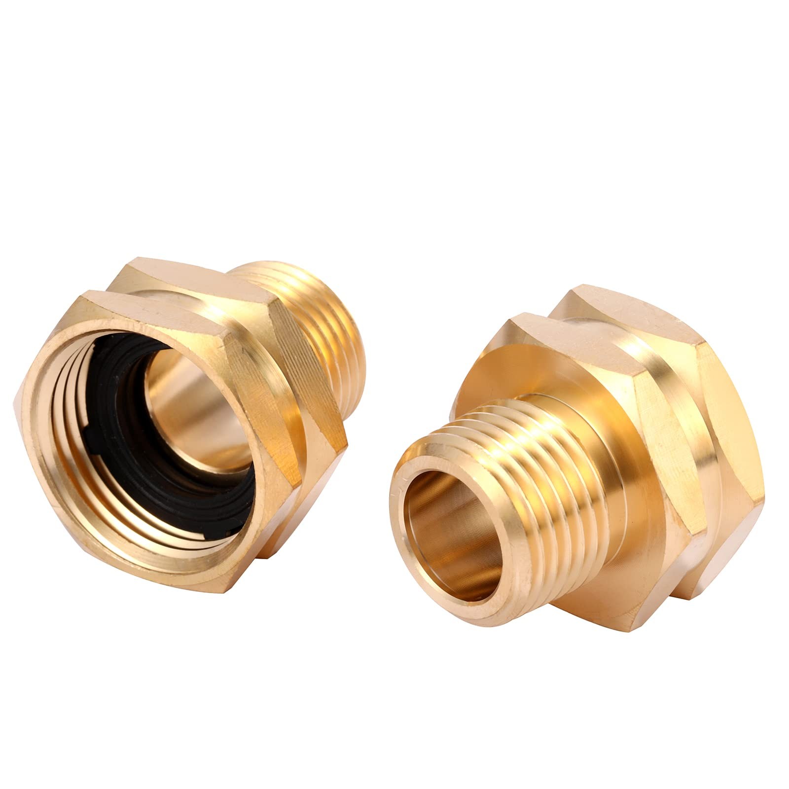 2 Pack Brass Garden Hose Adapter, 3/4″ GHT Female x 1/2″ NPT Male,
