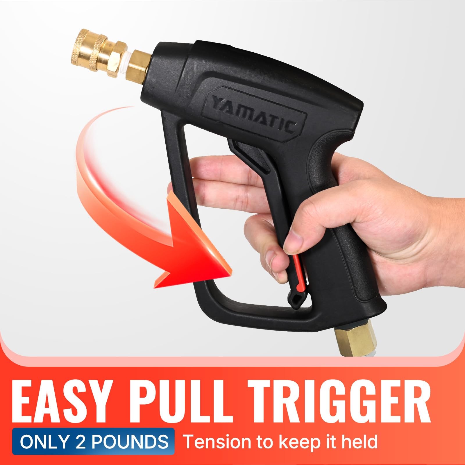 YAMATIC Long Pressure Washer Gun and Hose Kit, & 50FT Hose, Black