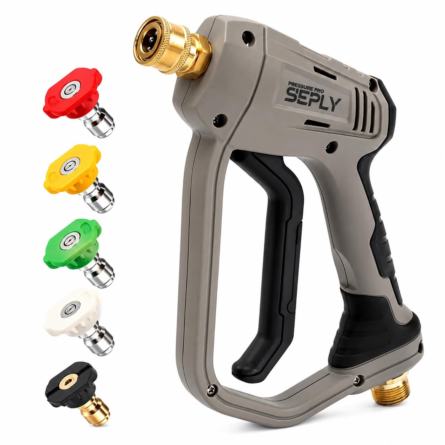 Pressure Washer Short Gun 5000 PSI with 5 Nozzle Tips, M22-14mm Fittings, Hea…