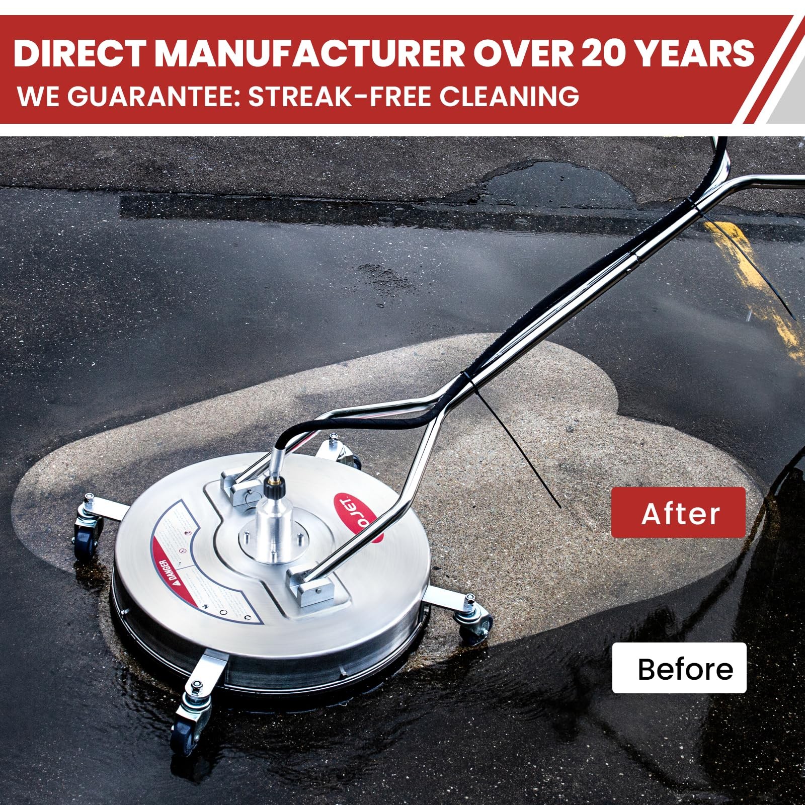 WOJET 20″ Pressure Washer Surface Cleaner with 4 Wheels&Dual 20 Inch, Slivery