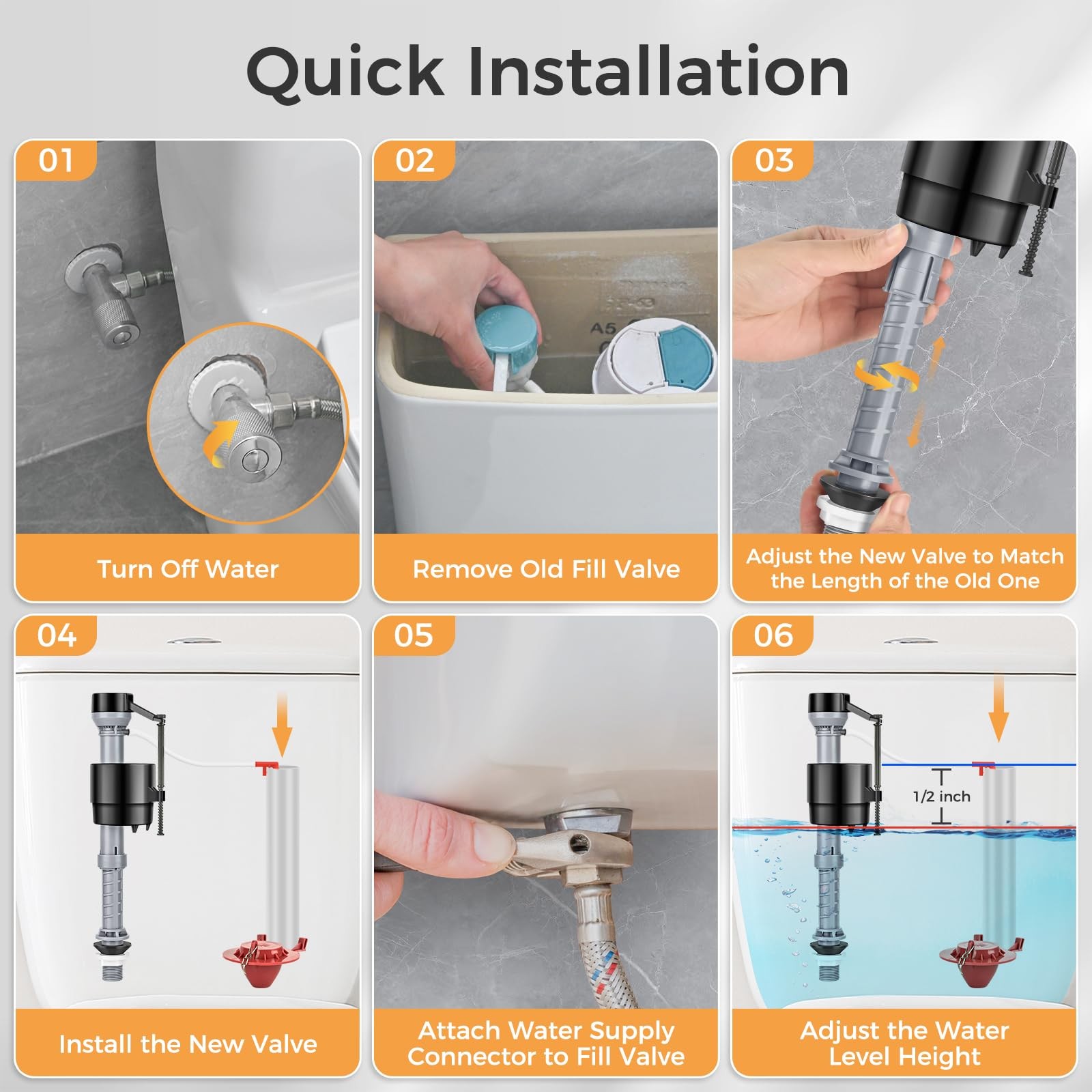 Houpeoro Universal Toilet Flusher Replacement Kit, 9 inches, Black